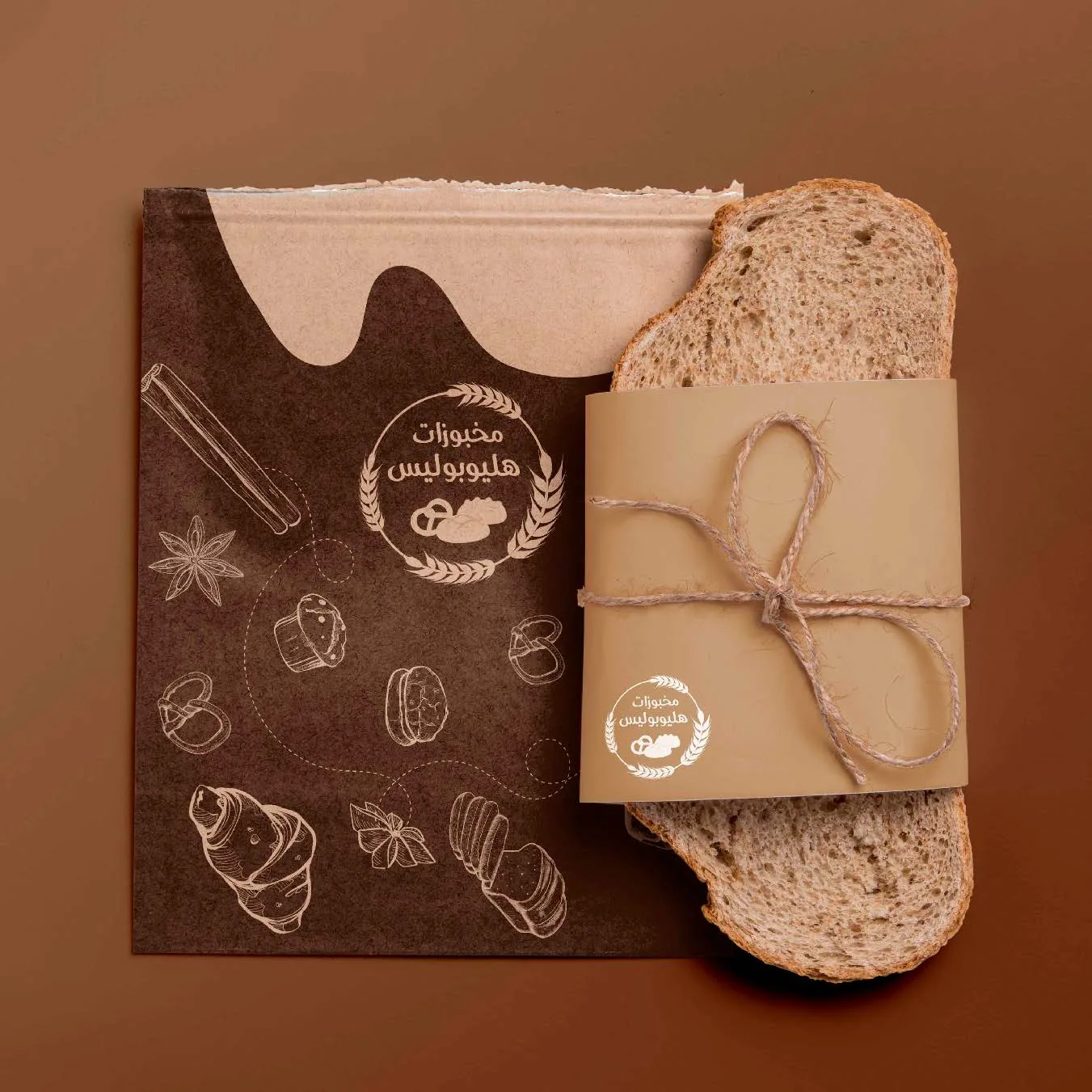 Heliopolis Baked Goods, Neighborhood bakery, Cairo: Wrap and band, same chalk pattern