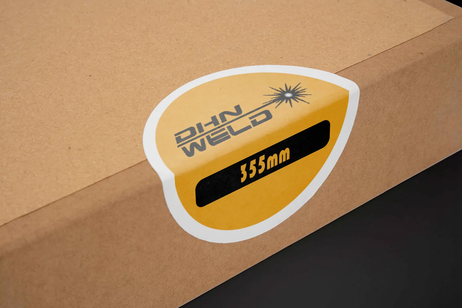 DHN WELD, Al-Dhan Group: Die-cut disc label on kraft