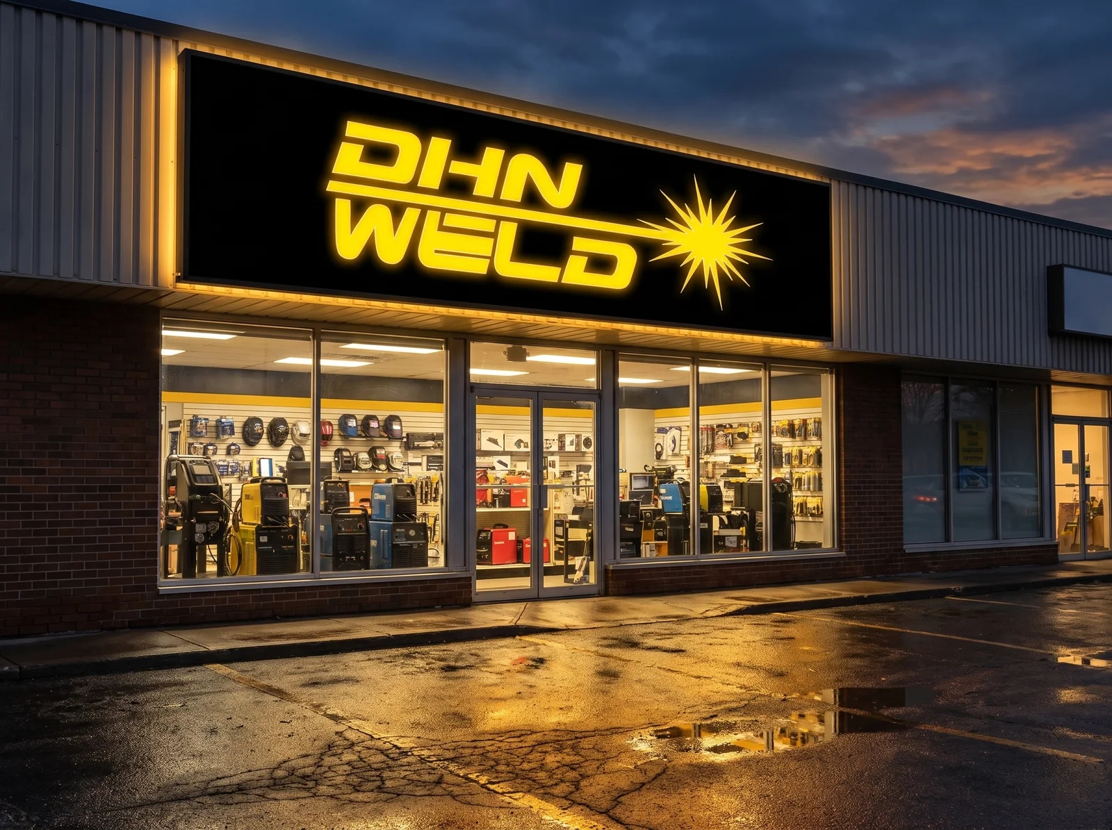DHN WELD, Al-Dhan Group: Storefront sign concept, at night