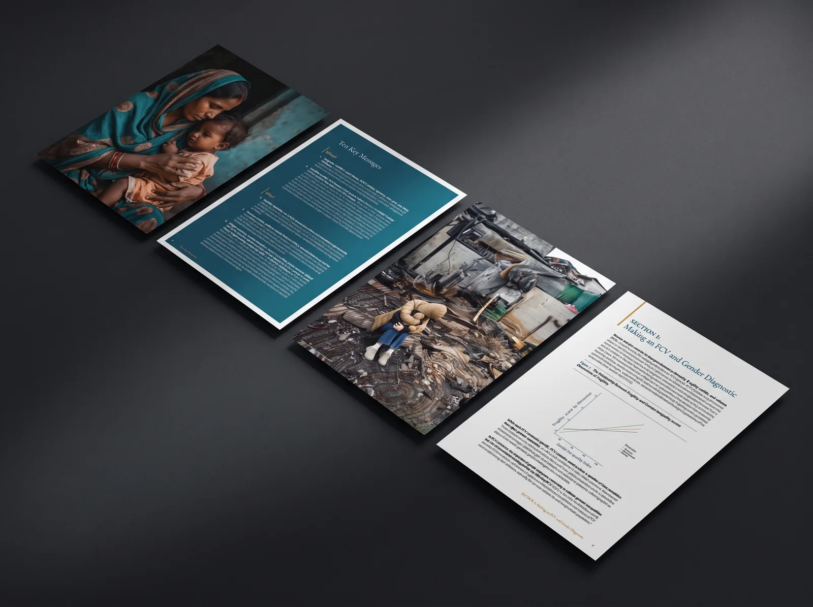 Advancing Gender Equality in FCV, World Bank Group: Cover and inside pages, cascaded