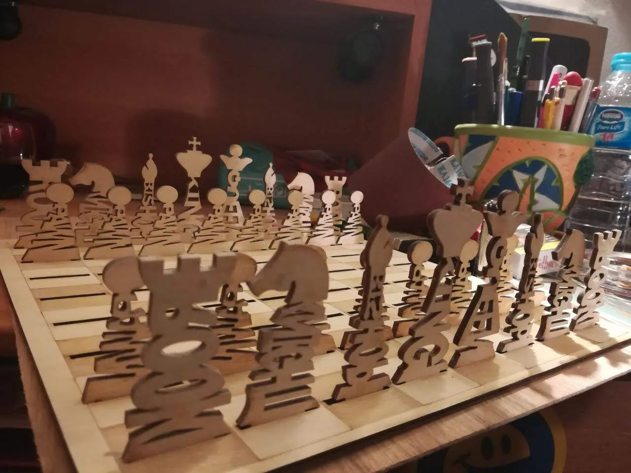 The Laser Workshop, Independent practice, Cairo: The letterform chess set, assembled at home