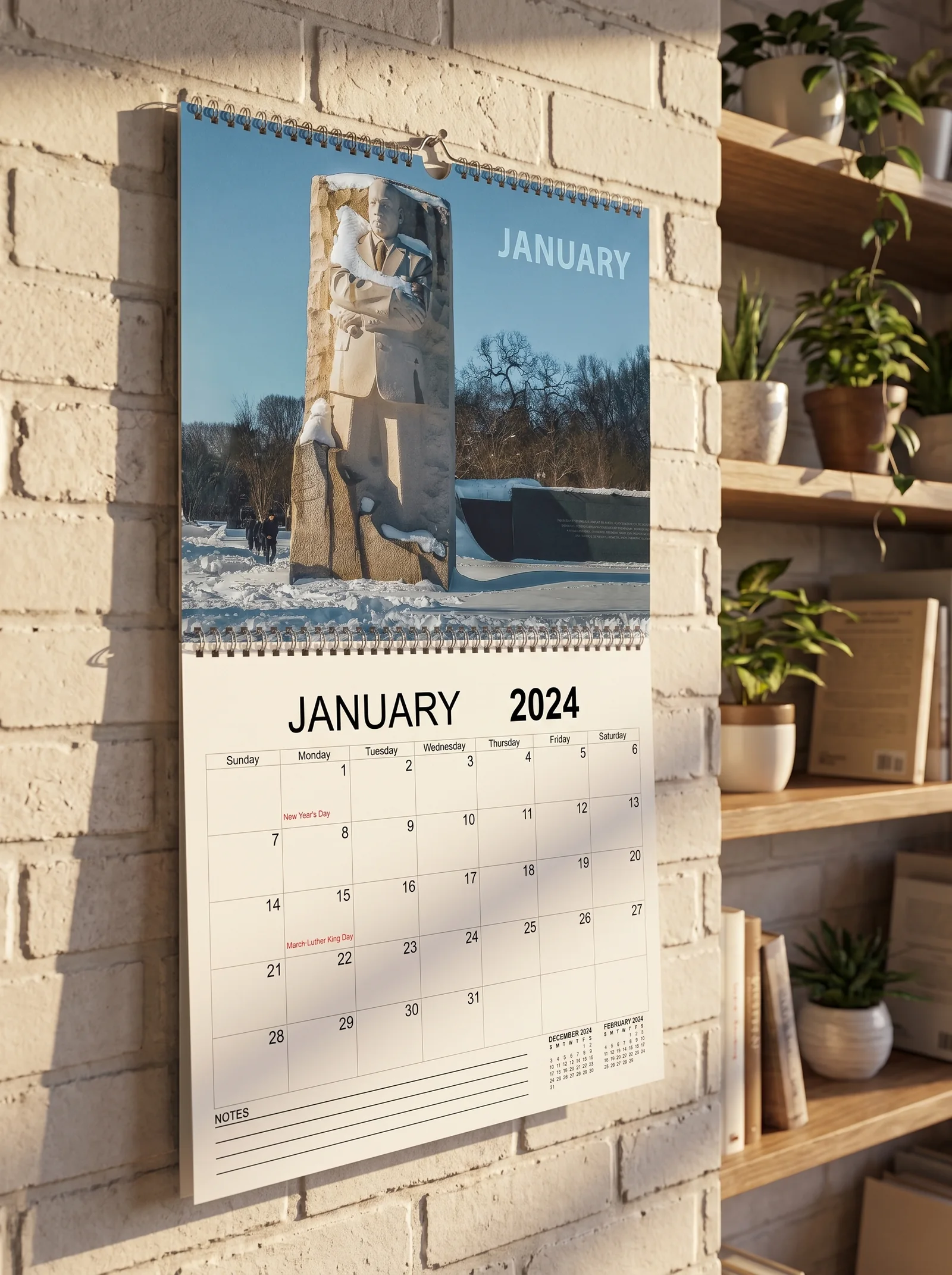 Southwest DC Calendars, The UPS Store at The Wharf: January 2024, on the wall