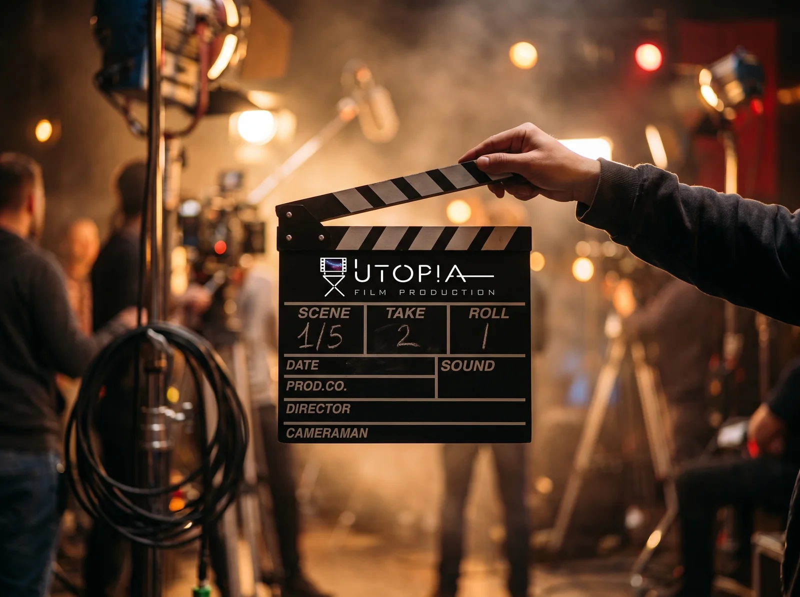 Utopia Filmz, Utopia Filmz, Dubai: Clapperboard concept. The mark on set